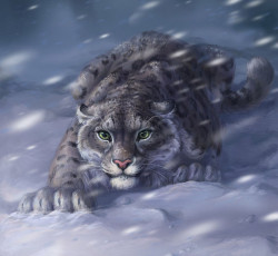Картинка рисованные животные снежный барс ирбис