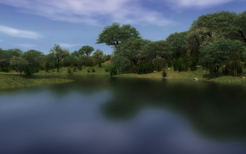 Картинка 3д графика nature landscape природа деревья озеро