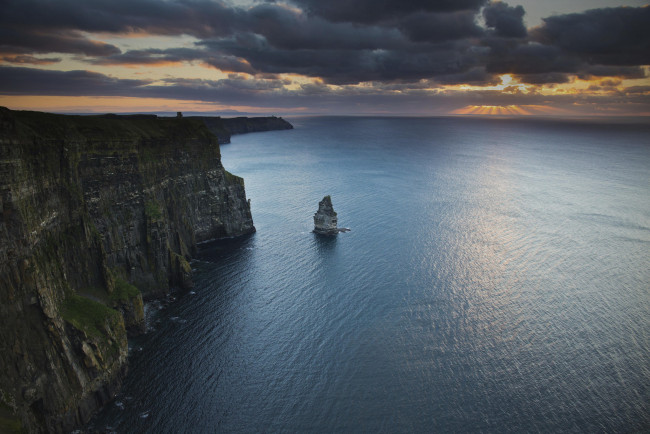 Обои картинки фото cliffs, of, moher, ireland, природа, побережье, скалы, закат, утёсы, мохер, atlantic, ocean, ирландия, атлантический, океан