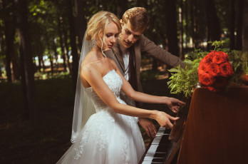 Картинка разное мужчина+женщина пианино невеста жених