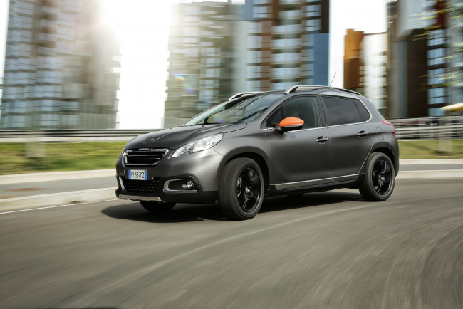 Обои картинки фото автомобили, peugeot, 2015г, black, matt, 2008