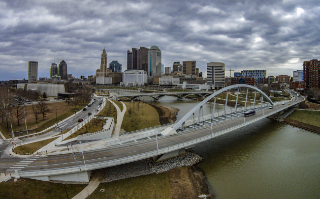 Обои картинки фото columbus ohio, города, - мосты, мост, река