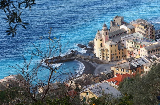 Обои картинки фото camogli, города, - дворцы,  замки,  крепости, замок, побережье