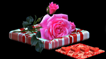 Картинка праздничные день+святого+валентина +сердечки +любовь надпись розы
