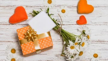 Картинка праздничные день+святого+валентина +сердечки +любовь ромашки сердечки подарок