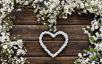 Картинка праздничные день+святого+валентина +сердечки +любовь цветущие сердце ветки