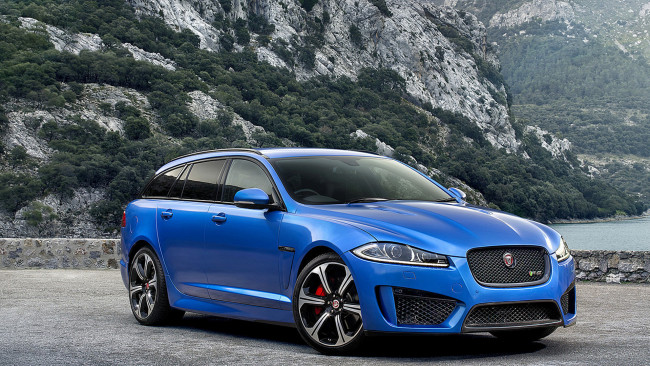 Обои картинки фото автомобили, jaguar, синий, горы