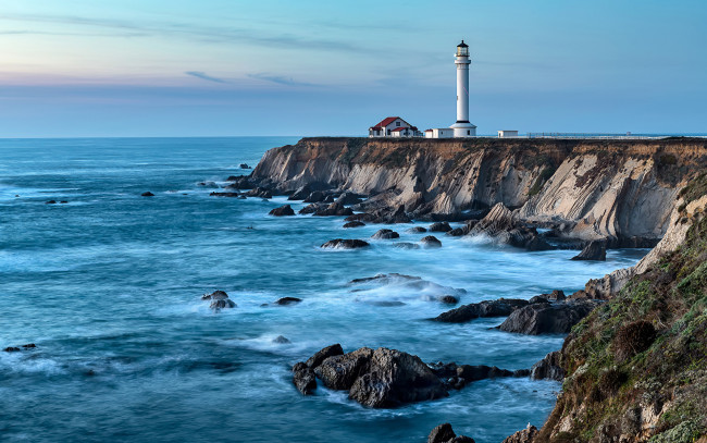 Обои картинки фото point arena lighthouse, california, природа, маяки, point, arena, lighthouse