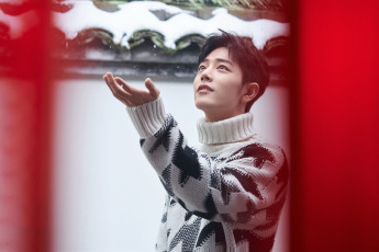 Картинка мужчины xiao+zhan актер свитер снег