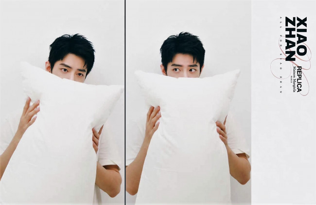 Обои картинки фото мужчины, xiao zhan, актер, подушка