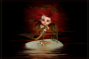 Картинка 3д графика fantasy фантазия остров море русалка морская звезда