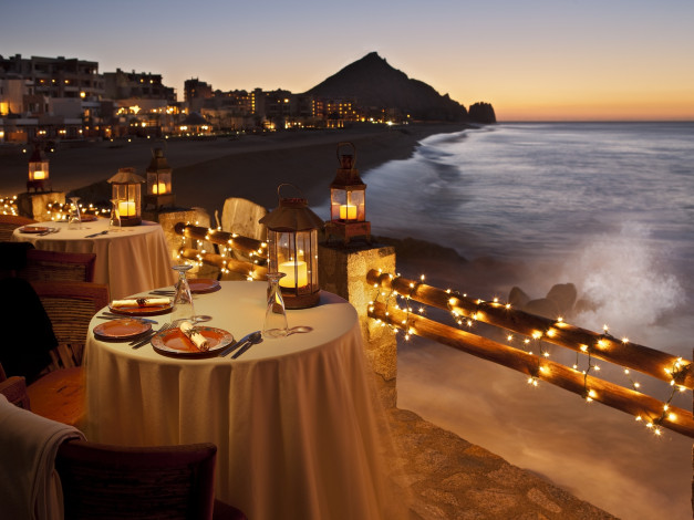 Обои картинки фото интерьер, кафе, рестораны, отели, побережье, столики, сервировка