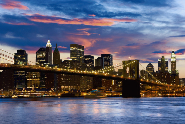 Обои картинки фото brooklyn, bridge, города, нью, йорк, сша, manhattan