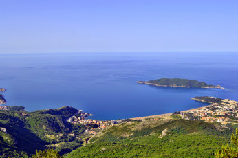 Картинка Черногория будванская ривьера природа побережье горы адриатика остров море трава