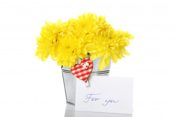 Картинка цветы хризантемы желтый сердечко записка