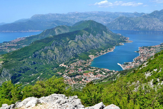 Обои картинки фото бодо, которская, бухта, природа, побережье, адриатика, Черногория, море, горы