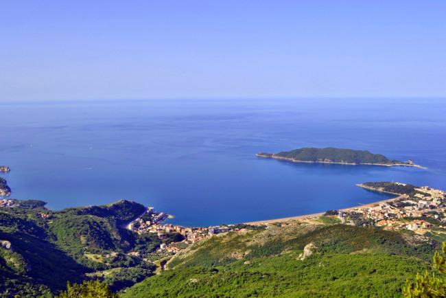 Обои картинки фото Черногория, будванская, ривьера, природа, побережье, горы, адриатика, остров, море, трава