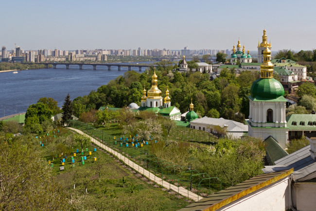 Обои картинки фото города, киев , украина, пасека, купола, днепр