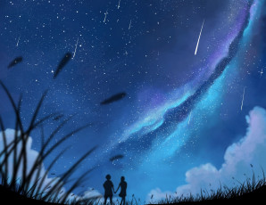 Картинка аниме unknown +другое арт небо млечный путь пара парень девушка