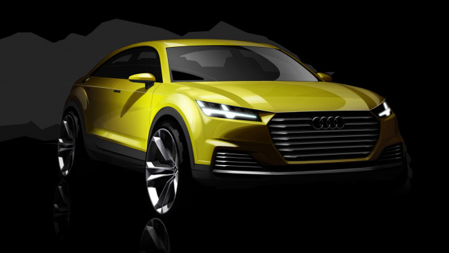 Обои картинки фото audi tt offroad concept 2014, автомобили, 3д, графика, audi, жёлтая, 2014, concept, offroad, tt