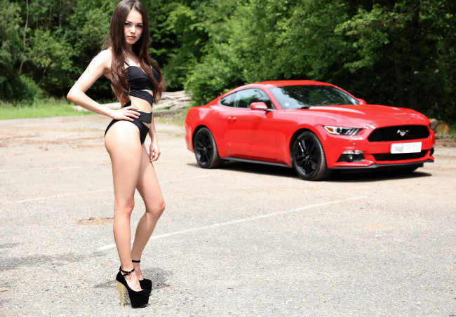 Обои картинки фото ford girl 7, автомобили, -авто с девушками, ford, girl, красный, li moon