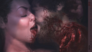 Картинка календари фэнтези лицо кровь поцелуй люди