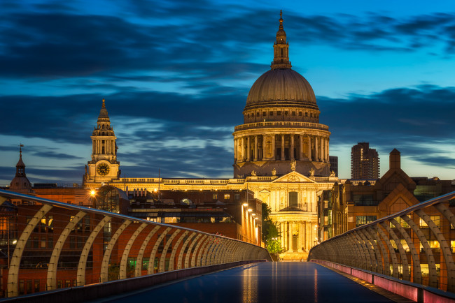 Обои картинки фото millennium bridge,  london, города, лондон , великобритания, простор