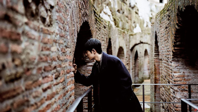 Обои картинки фото мужчины, xiao zhan, актер, пальто, колизей