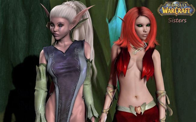 Обои картинки фото видео игры, world of warcraft, эльфы, сестры
