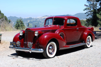 обоя packard 1939, автомобили, packard, красный, ретро, площадка, горы