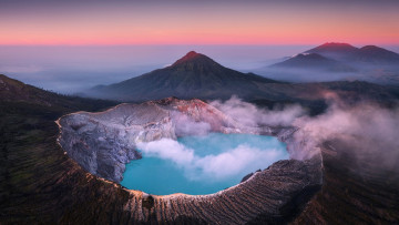 Картинка ijen+crater+lake java indonesia природа реки озера ijen crater lake