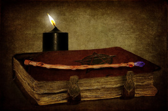 обоя фэнтези, магия, свеча, книга