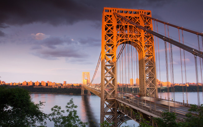 Обои картинки фото george, washington, bridge, города, нью, йорк, сша