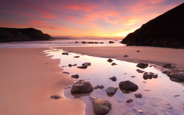 Картинка природа побережье облака песок камни отлив