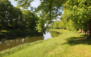 Картинка природа реки озера река деревья трава лето