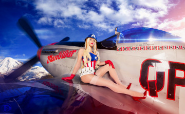 Картинка captain+america девушки -unsort+ блондинки captain america косплей самолёт чулки