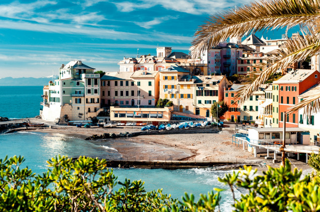 Обои картинки фото bogliasco,  liguria,  italy, города, амальфийское и лигурийское побережье , италия, набережная, побережье, здания, залив, лигурия, golfo, paradiso, больяско, italy, liguria