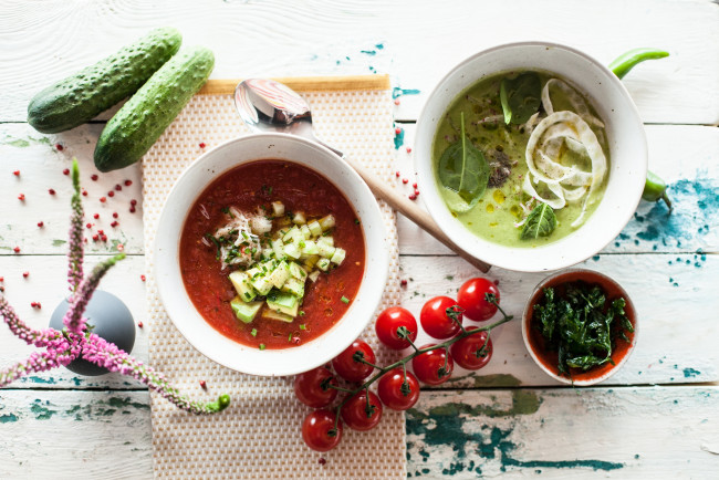 Обои картинки фото еда, первые блюда, суп, цукини, томат, первое, блюдо