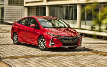 Картинка 2020+toyota+prius автомобили toyota prius prime электромобили plug-in hybrid 2020 года hdr красный японские