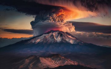 обоя природа, стихия, вулкан, извержение