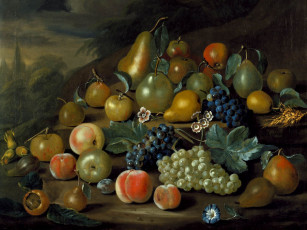 Картинка charles collins рисованные виноград груша персик