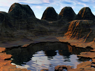 Картинка 3д графика nature landscape природа вода горы