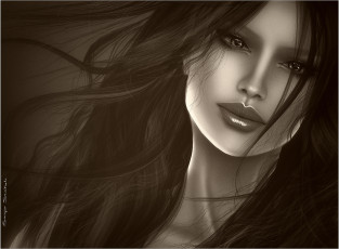 Картинка 3д графика portraits портрет девушка волосы