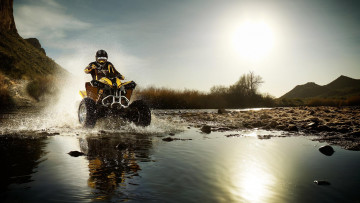 Картинка спорт мотоспорт квадроцикл гонки камни река