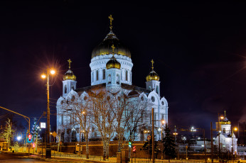 Картинка moscow города москва+ россия ночь площадь собор