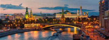 Картинка moscow+panorama города москва+ россия здания мост река