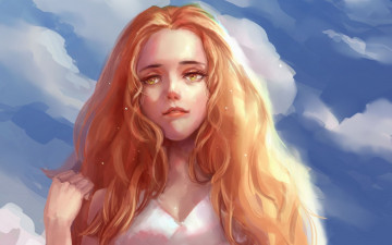 Картинка рисованное люди рыжие волосы взгляд девушка