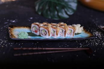Картинка еда рыба +морепродукты +суши +роллы палочки рис вкусно роллы лосось