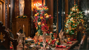 Картинка праздничные сервировка праздник елка стол