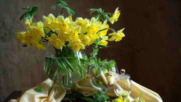 Картинка цветы нарциссы букет желтые композиция